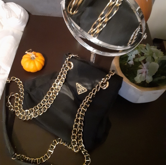 Prada Tessuto Chain Shoulder Bag Baltico - Picture 4 of 4